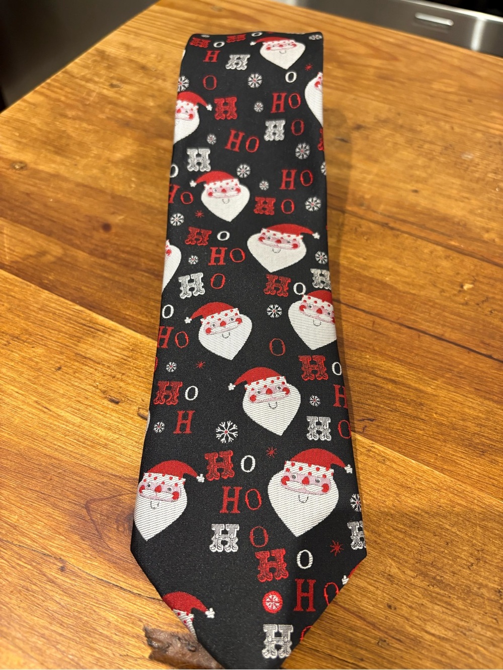 Holiday Santa 'HO HO' Black Christmas Tie